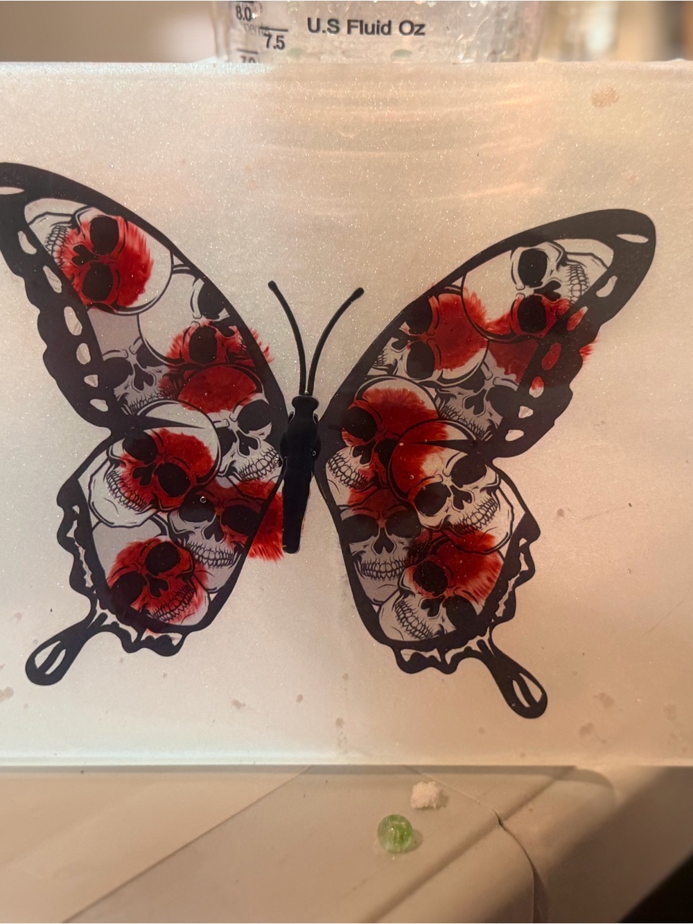 Black and Red Skull Butterfly Decal - Gothic Home Decor Large